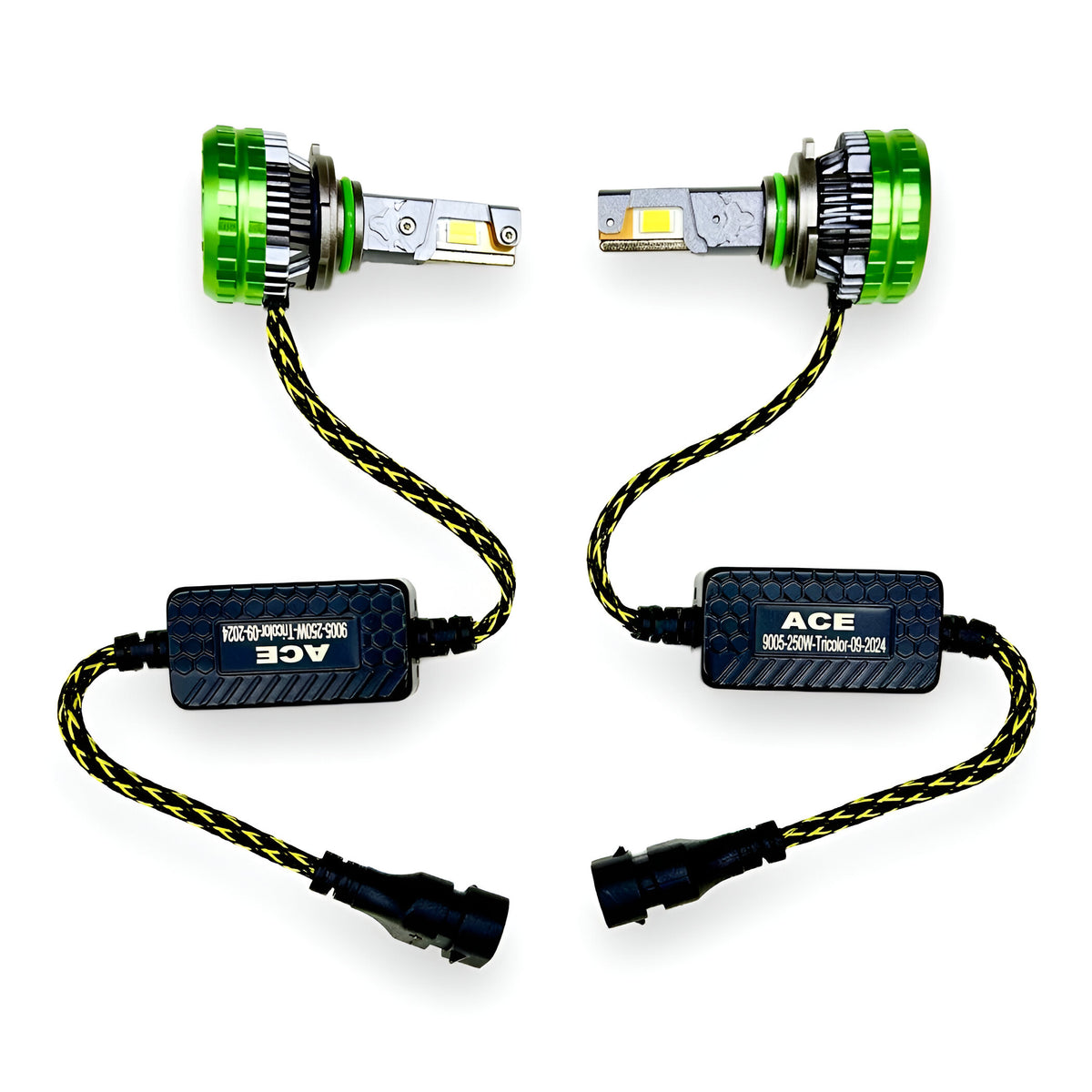 ACE AUTOS | 9005/HB3 Tricolor LED Headlight Bulb 250W (Set of 2 Bulbs)