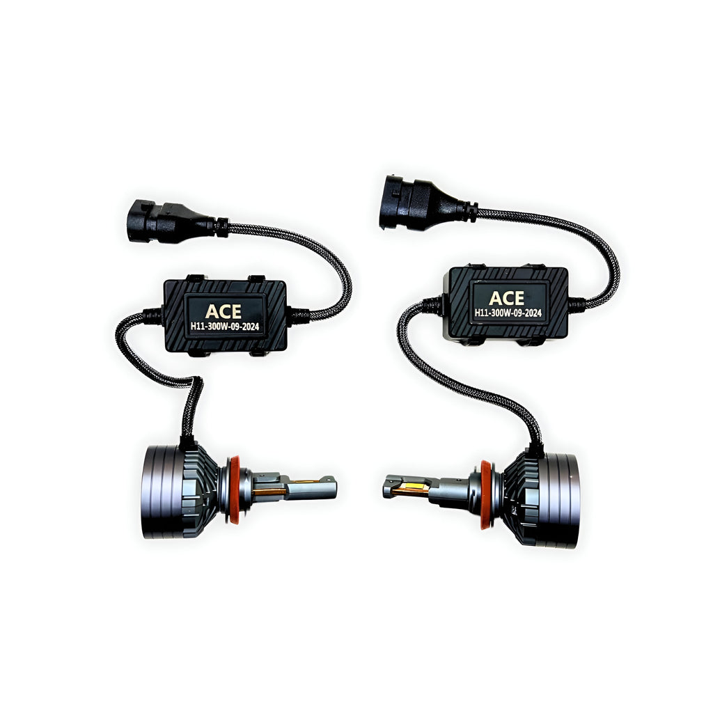 ACE AUTOS | H8/H9/H11/H16 Multi-Fit LED Headlight Bulb 6000K, 300W (Set of 2 Bulbs)