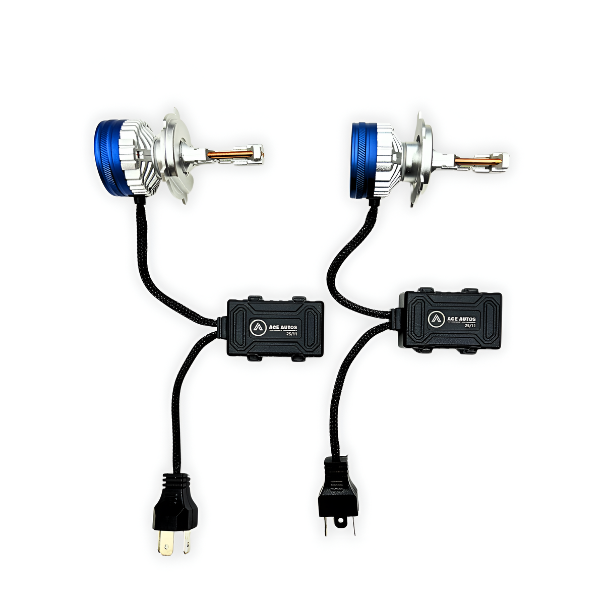 ACE AUTOS | H4/H19 LED Headlight Bulb 4300K (Warm White), 250W (Set of 2 Bulbs)