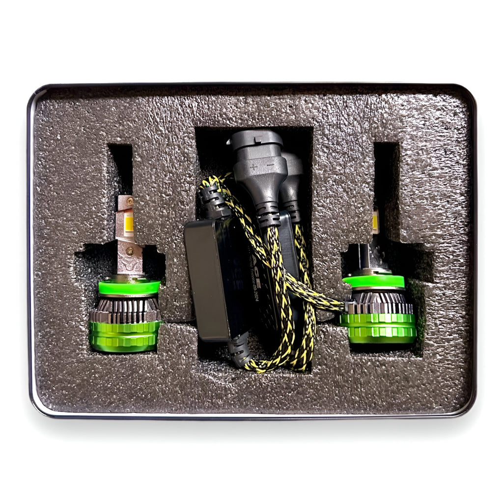 ACE AUTOS | 9005/HB3 Tricolor LED Headlight Bulb 250W (Set of 2 Bulbs)
