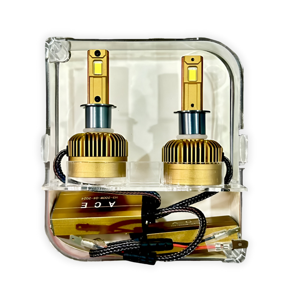 ACE AUTOS | H3 LED Headlight Bulb 4300K (Warm White), 200W (Set of 2 Bulbs)