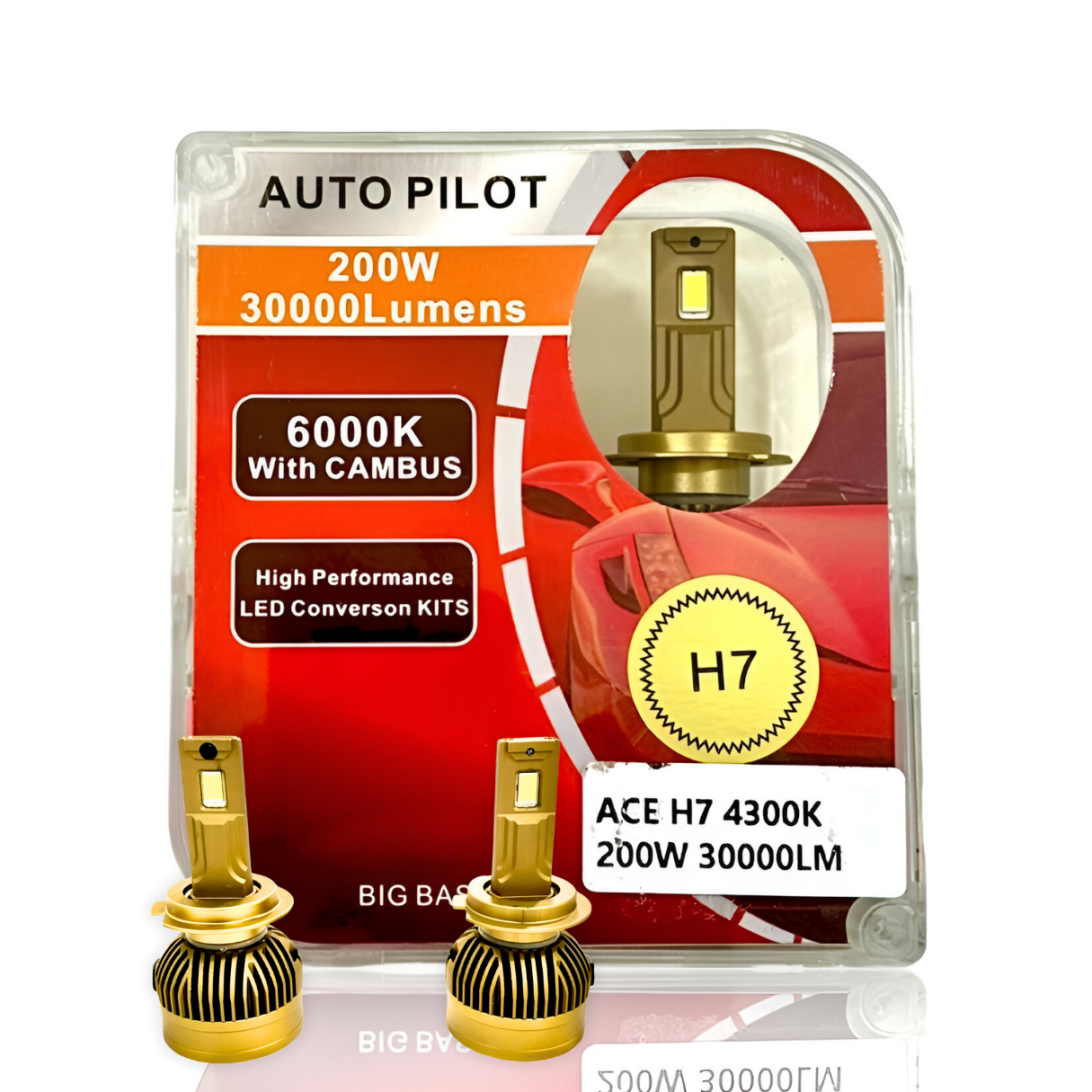 ACE H7 4300K 200W LED Headlight Bulb