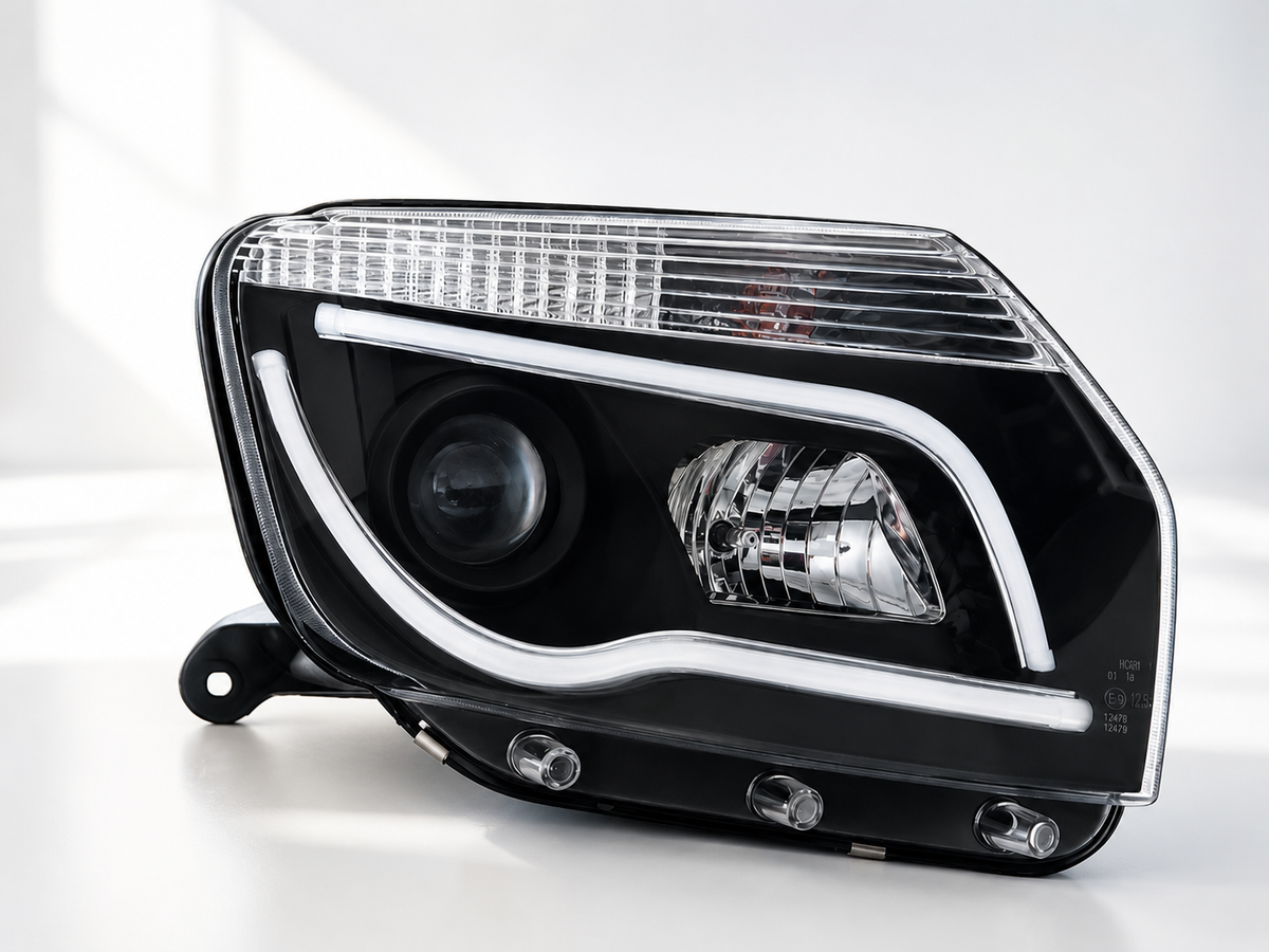 Renault Duster Headlight with DRL - installed view