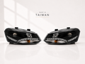 Volkswagen Polo (2009-2014) headlight set with DRL, front pair view