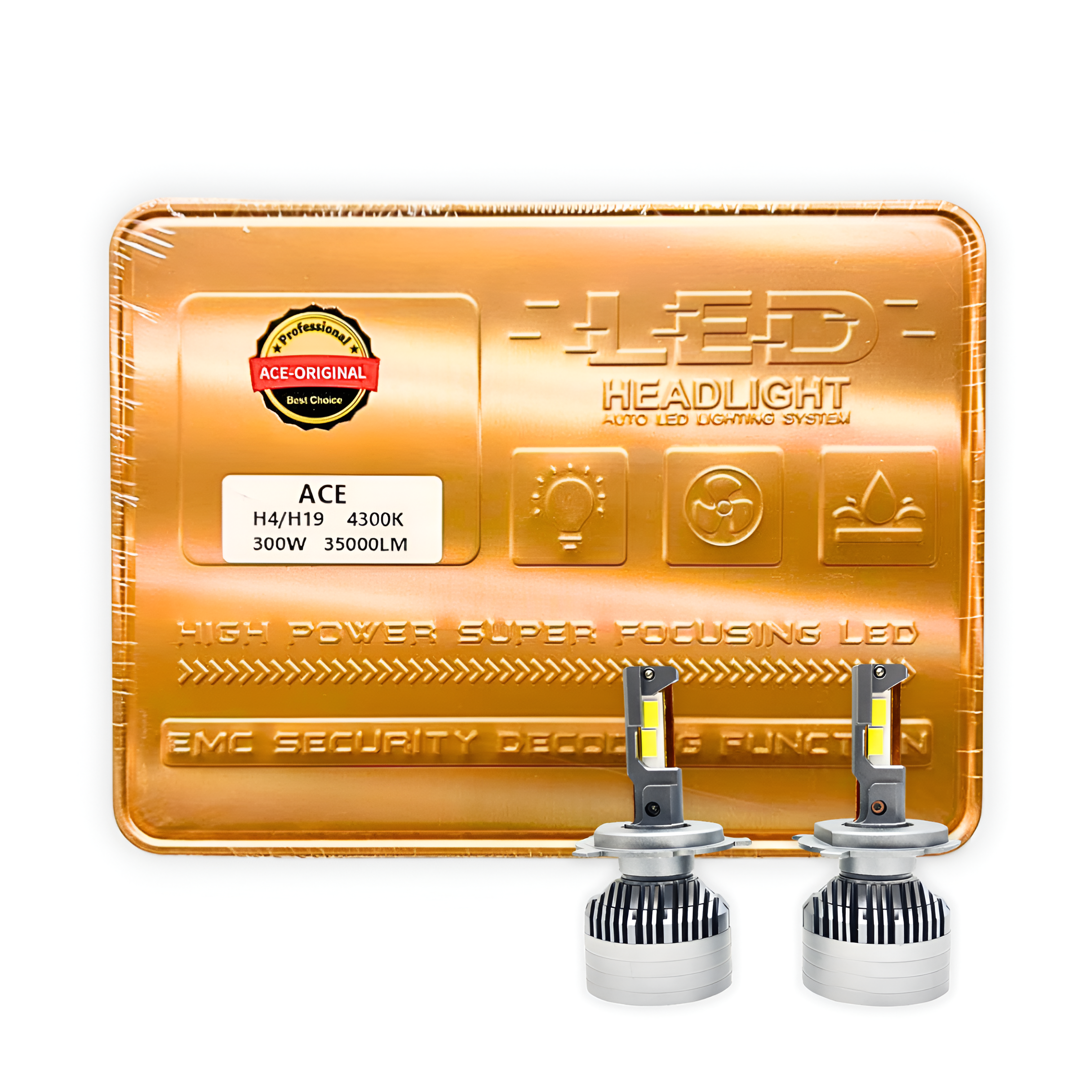 ACE H4/H19 LED Headlight Bulb — 4300K, 300W