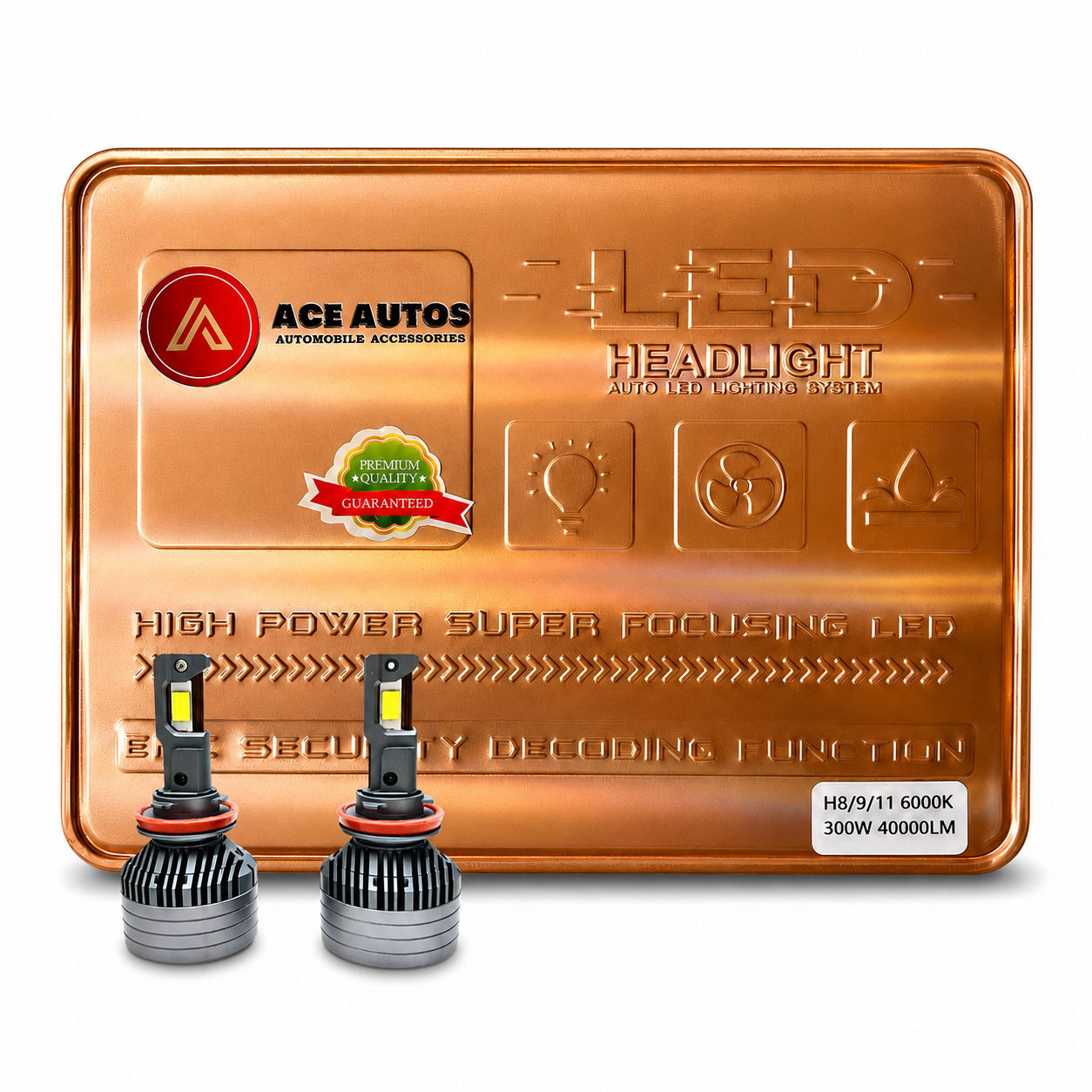 ACE H8/H9/H11 LED Headlight Bulb — 4300K, 300W