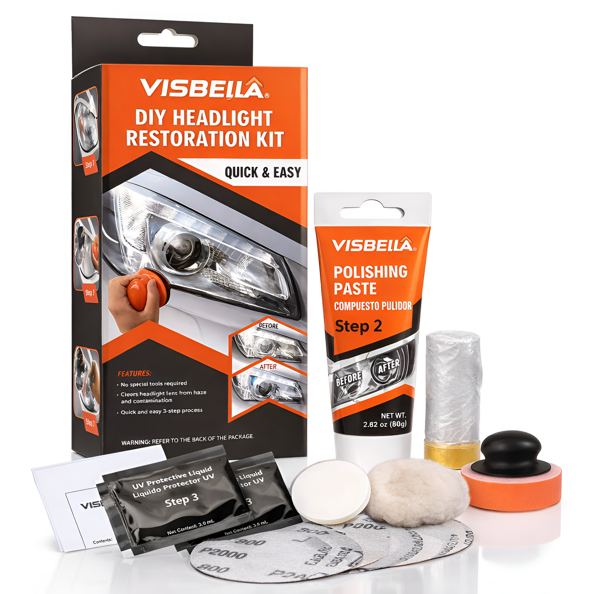 Ace Autos DIY Headlight Restoration Kit - quick and easy 3-step process