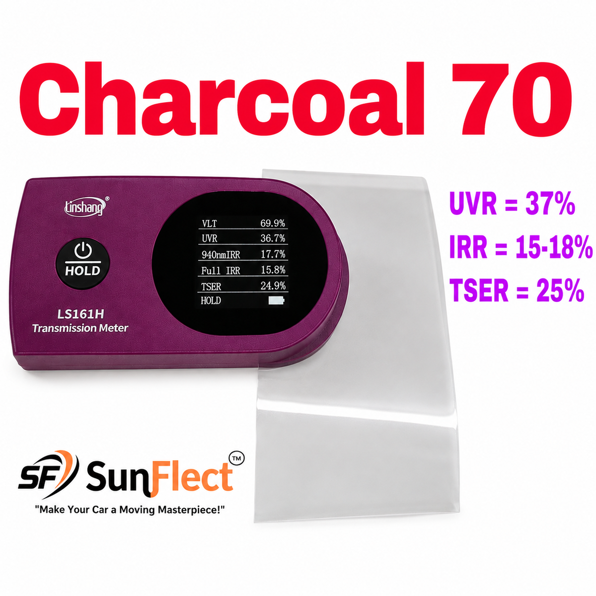 SunFlect Nano Ceramic Film HD Charcoal 70 spec sheet